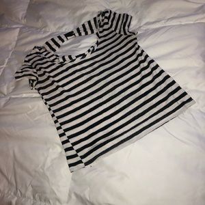 Black and white horizontal crop top